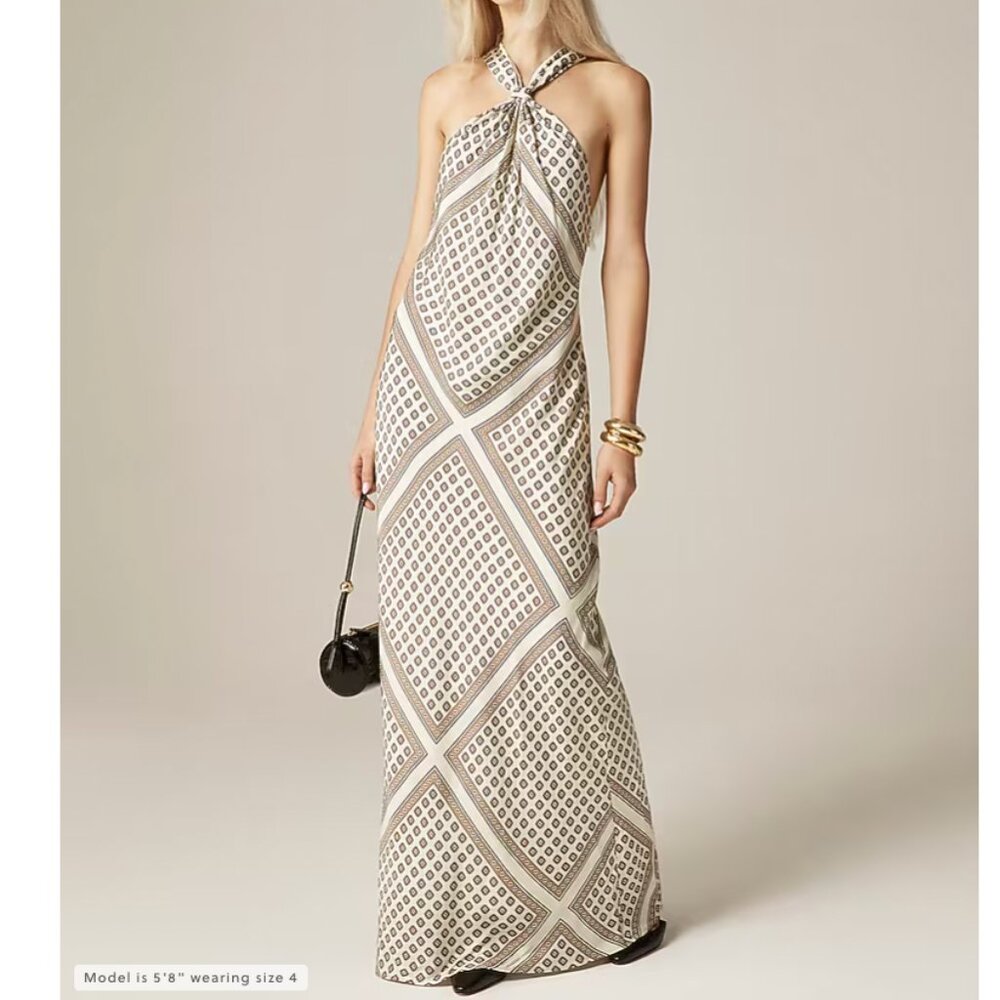 NWT J.Crew Collection halter slip dress in foulard print Size 2